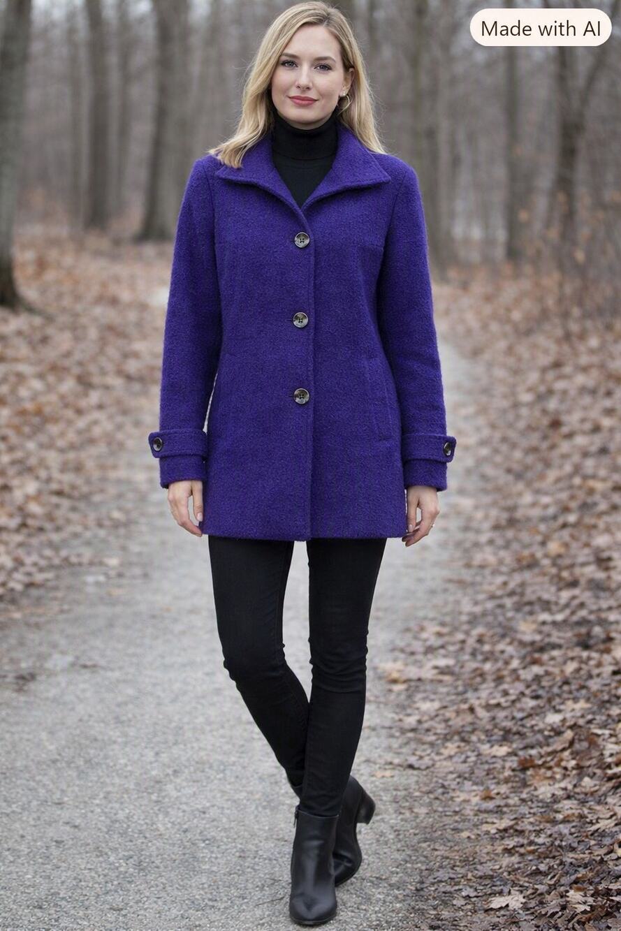 Kenneth Cole Blue Textured Wool Blend Coat Size 14